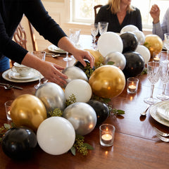 Luxe 5" Latex Balloon Assortment - Gold, Silver, White, Black (25 Pack)