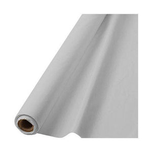 Silver Plastic Table Cover Roll - 40" x 100' for Versatile Event Use