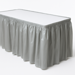 Elegant Silver Plastic Table Skirt - 168" x 29"