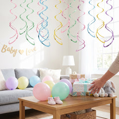 Pastel & Gold Swirl Hanging Decorations, 22-in, 12-Pack