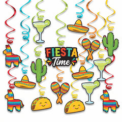 Fiesta Time Swirl Hanging Decorations Set - 30 Pack