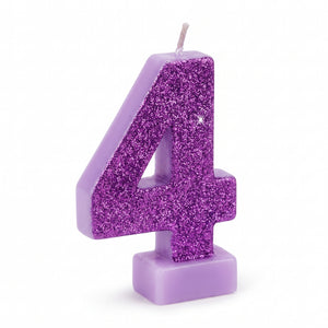 Purple Glitter Number 4 Birthday Candle