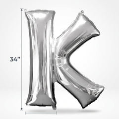 Silver Letter "K" Foil Balloon - Metallic Super Shape