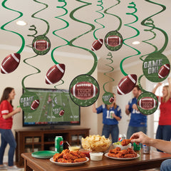 Football "Touchdown" Spiral Hanging Decorations - 12 Pack