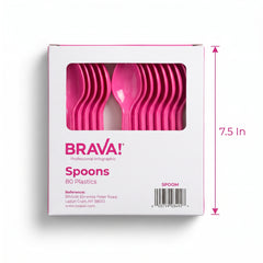 Bright Pink Heavy-Duty Plastic Spoons - 7.5 in. - 50 Pack