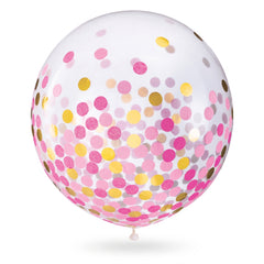 Gold & Pink Confetti Latex Balloons, 24-Inch, 2-Pack