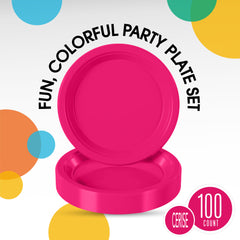 Little Gym - 7 In. Cerise Plastic Plates | 100 Count