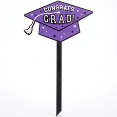 "Congrats Grad" Purple Lawn Sign for Graduation Celebrations