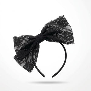 80s Lace Bow Headband - Retro Costume Accessory