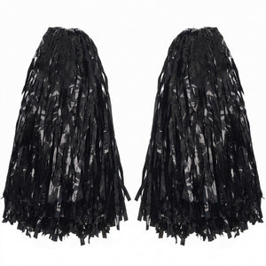 Black Team Spirit Pom-Poms, 2-Pack