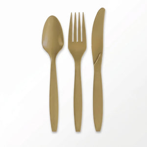 Gold Plastic Cutlery Set - 32 Pieces - 7.5 in.