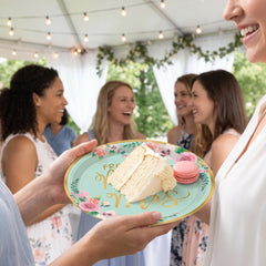 "From Miss to Mrs." Metallic Mint Floral Wedding Plates, 10.5-Inch, 8-Pack
