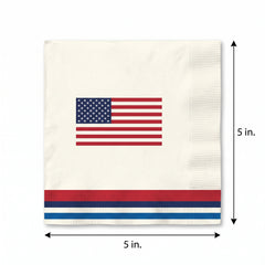 Americana Striped Beverage Napkins - 5 In. X 5 In.