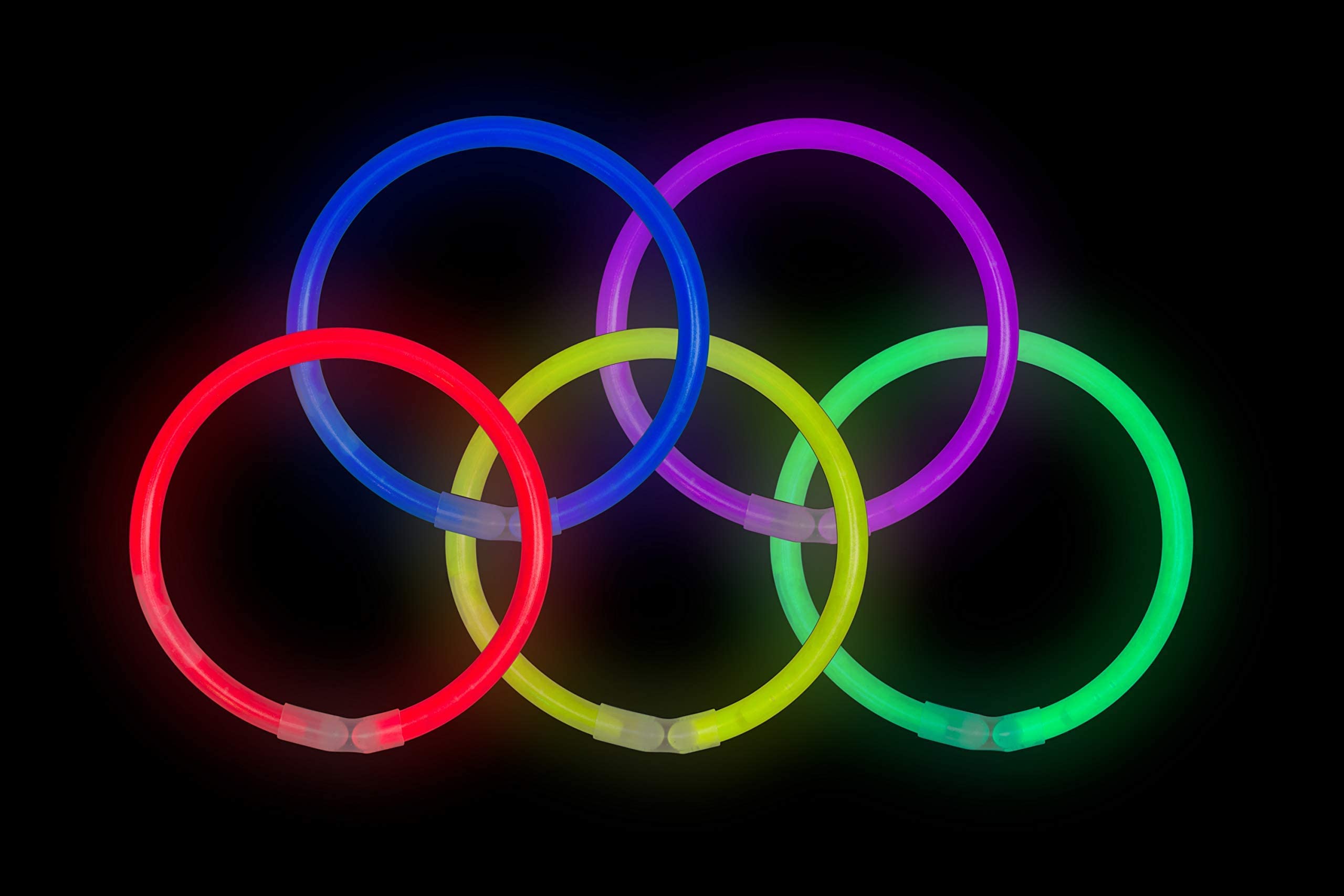 8 Inch. Glow Sticks Bracelets Neon Colors | 100 Count