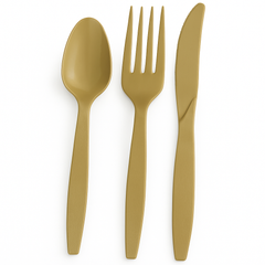 Gold Plastic Cutlery Set - 32 Pieces