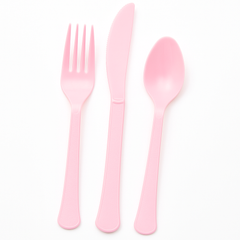 Heavyweight Pink Plastic Cutlery Set