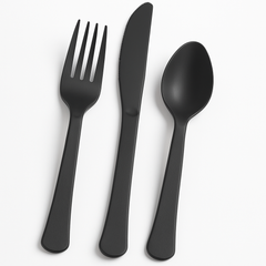 Heavy Weight Black Plastic Cutlery Set
