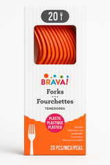 Vibrant Orange Plastic Forks - Pack of 20