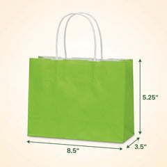 Kiwi Green Kraft Paper Gift Bags - 10 Count