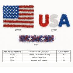 Patriotic Tinsel Decoration Kit