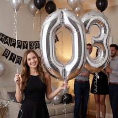 Silver Foil Number 0 Balloon