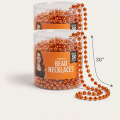 Orange Bead Necklace Pack - 50 Pieces, 30-Inch Length