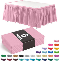 Pink Plastic Table Skirt | 6 Pack - 168 in. x 29 in.