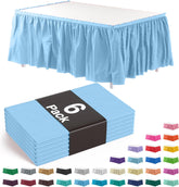 Light Blue Plastic Table Skirt | 6 Pack