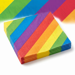 Rainbow Striped Lunch Napkins - 6.5 In. x 6.5 In. - 16 Pack