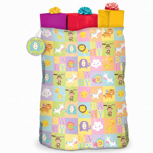 Adorable Animal Baby Shower Gift Sack with "Welcome Baby" Tag 44" x 36"