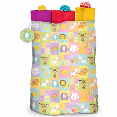 Adorable Animal Baby Shower Gift Sack with "Welcome Baby" Tag 44" x 36"