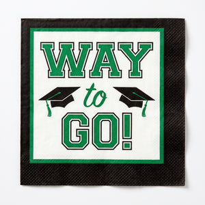 True to Your School "Way to Go!" Graduation Green Beverage Napkins, 40-Pack - 5 In. X 5 In.
