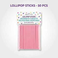 Pink Lollipop Sticks - 50 Pack
