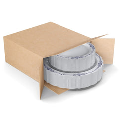 White/Navy Victorian Design Plates | Combo Pack 40/40