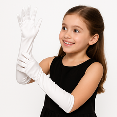 Children's Long White Costume Gloves