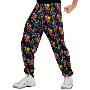 1980s Neon Splatter Muscle Pants - Halloween Costume Accessory - Adult S/M