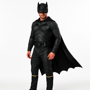 Men's The Batman Movie Costume with Cape & Mask - Halloween Edition - Adult One Size