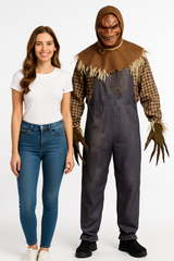 Men's Sinister Scarecrow Halloween Costume with Mask and Gloves