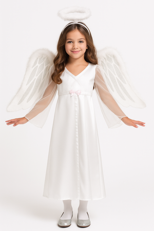 Kids' Heavenly Starlight Angel Costume with Halo Headband - Child M (8-10)