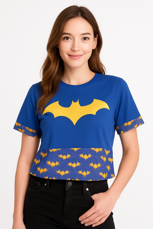 Women's Batgirl Halloween Costume T-Shirt - Adult L/XL (Up to Size 16)