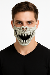 Half Skull Creature Mask - Terrifying Halloween Accessory