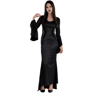 Elegant Morticia-Inspired Halloween Costume for Women - Adult L (10-12)