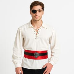 Men's Ivory Pirate Costume Shirt - L/XL