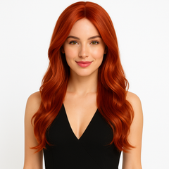 Fiery Hot Honey Red Long Wavy Halloween Wig