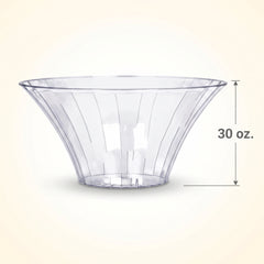 Medium Flared Clear Plastic Serving Bowl - 30 oz