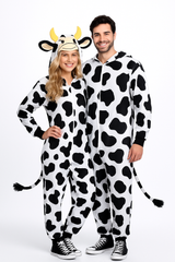Adult Cow Zipster Jumpsuit Costume with Hood & Tail