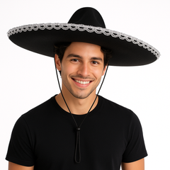 Silver Trim Black Sombrero