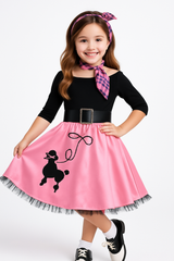 Girls' 1950s Miss Sock Hop Costume with Poodle Skirt & Accessories