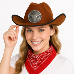 Kids' Brown Cowboy Hat with Silver Medallion