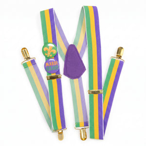 Mardi Gras Masquerade Suspenders with Festive Buttons